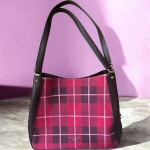 Kate Spade Leila Plaid Medium Triple-Compartment Shoulder Bag